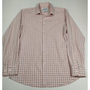 Mizzen+Main Men Large Trim Fit Pink Check Leeward Shirt Made in USA